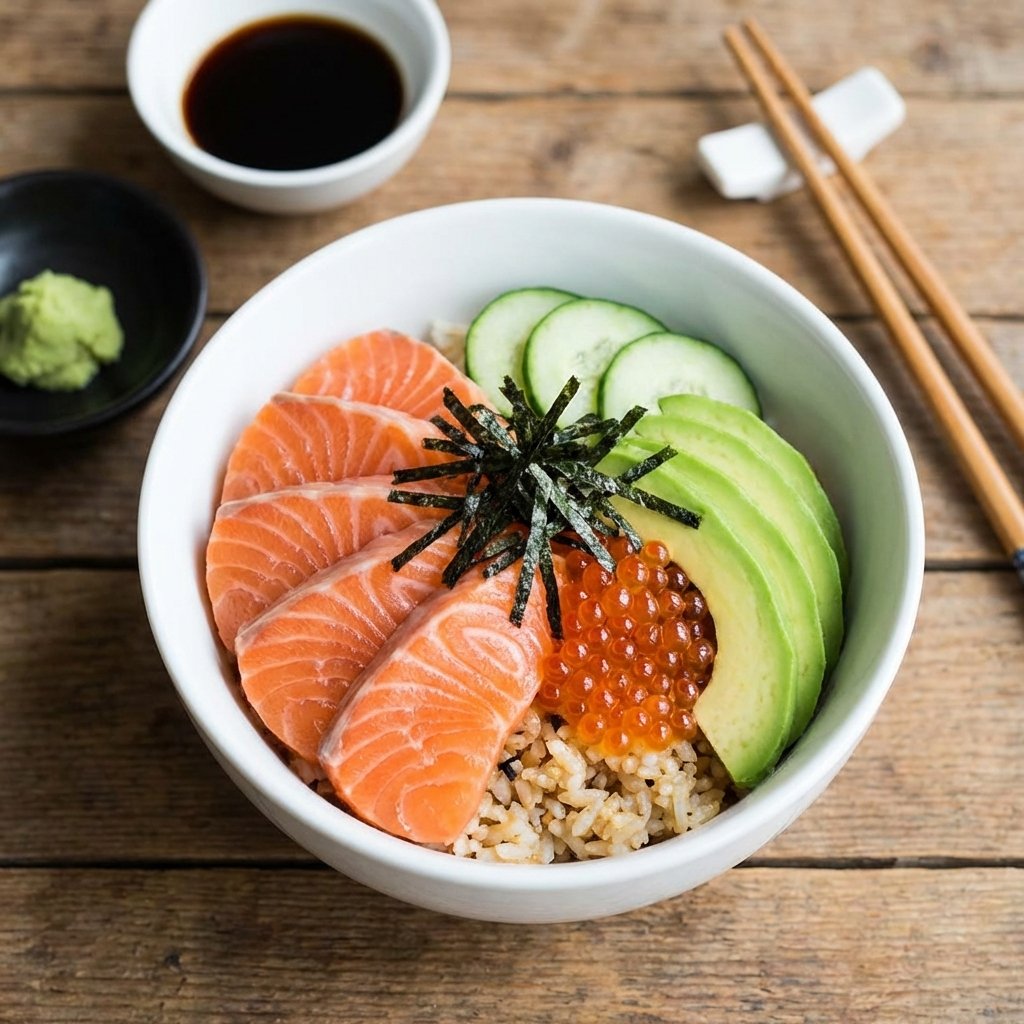 Salmon Rice Bowl Before
